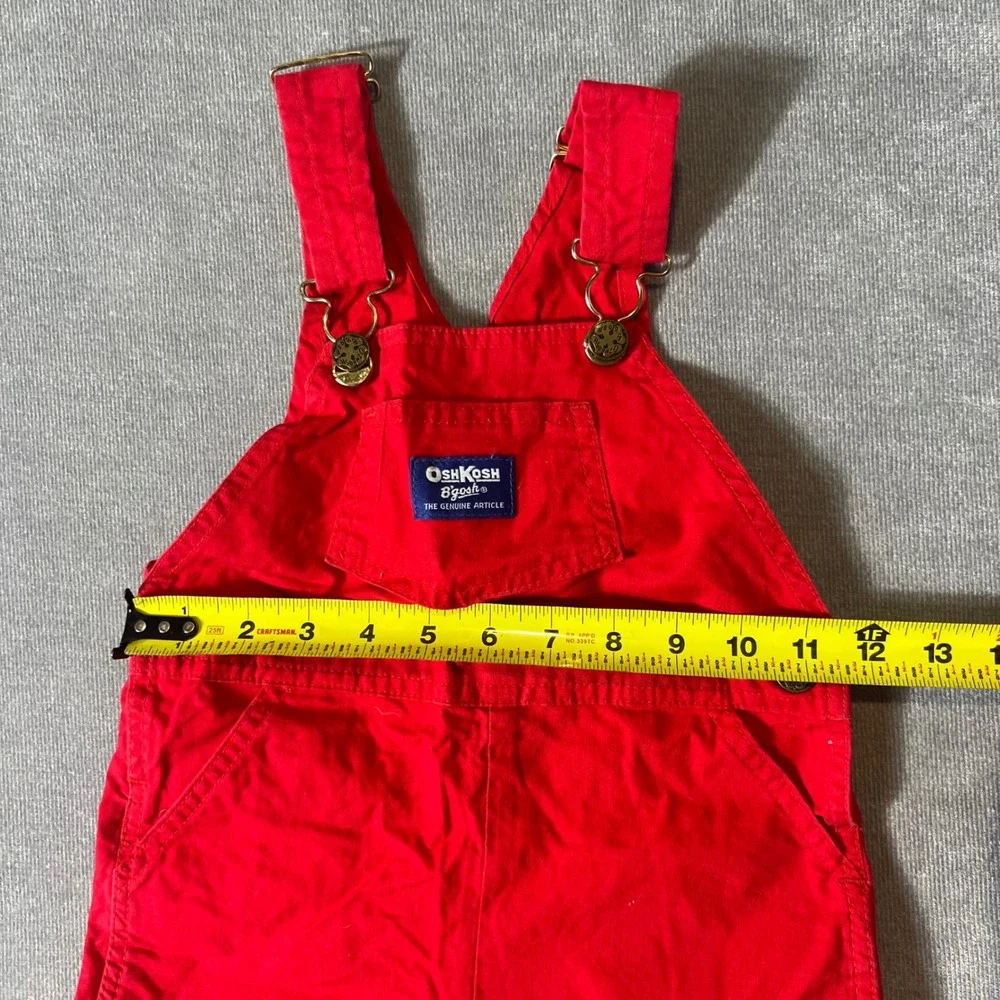 OshKosh Bgosh Kids Red Vestbak Cotton Shortalls Overalls Size 4T 744-9535